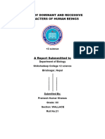 Study On Dominant and Reccessive Characters On Human Beings