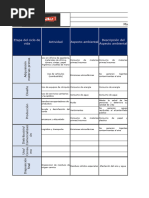 Matriz 1 - Matriz Identificación y Evaluación de Aspectos e Impactos Ambientales