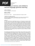 French, L. M., O'Brien, I (2008) - Phonological Memory and Children's Second Language Grammar Learning.