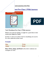 Verb Worksheet For Class 1