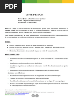 Offre Administrateur Réseaux Et Systèmes Junior