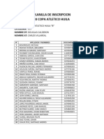 Planilla de Inscripcion III Copa At. Huila Sub 17 B