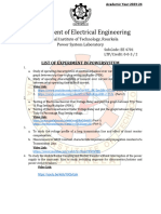 Power System Laboratory Experiment - 2023-24