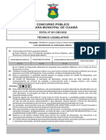 M-TECNICO-LEGISLATIVO Prova Selecon CÂmara Legislativa de CUiabá