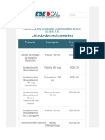 Tabla de Medicamentos