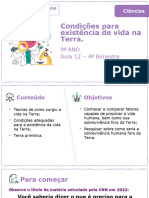 Condições para Existência de Vida Na Terra.: 9 ANO Aula 12 - 4 Bimestre