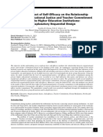 Mediating Effect of Self-Efficacy On The Relationship Between Organizational Justice and Teacher Commitment in Private Higher Education Institutions: An Explanatory Sequential Design