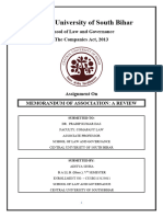 Company Law Assignment Memorandum of Association