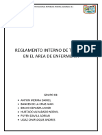 Reglamento Interno de Trabajo en El Area de Enfermeria