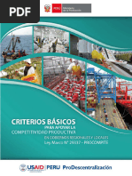 Criterios Básicos para Apoyar La Competitividad Productiva en Gobiernos Regionales y Locales - Ley Marco #29337 PROCOMPITE