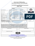 Government of Maharashtra State Common Entrance Test Cell, Mumbai. MHT-CET (PCB Group) 2023 Online Examination Admit Card