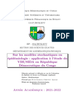 Sur Les Modèles Stochastiques en Épidémiologie: Application À La Propagation de L'épidémie Du VIH/SIDA en RDC