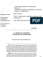 La Educación Ambiental y Formación Del Profesorado