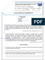 1 Avaliação 9º Ano - Geografia