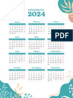 Documento A4 Calendario 2024 Infantil Divertido Multicolor