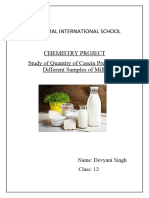 The Velammal International School: Study of Quantity of Casein Present in Different Samples of Milk