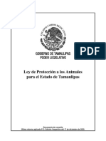 Ley de Proteccion A Los Animales para El Estado de Tamaulipas