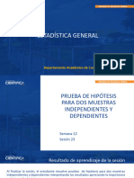 Estadística General - Semana 12 - Sesión 23 - 2023-2 - Prueba de Hipotesis para Diferencia de Medias