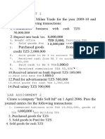 Jab Assignment 1: 4. Sold Goods For Cash TZS 5. 6. 7. 8. Paid Cash To MR X TZS 9. Received Commission TZS 50,000