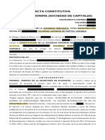 Sociedades Mercantiles - Acta Constitutiva Sociedad Anónima - Capital Variable