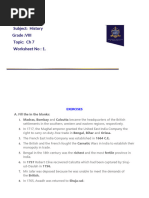 Subject: History Grade:VIII Topic: CH 7 Worksheet No: 1