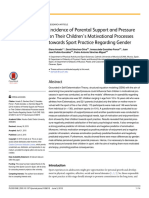 Incidence of Parental Support and Pressure On Their Children's Motivational Processes Towards Sport Pratice Regarding Gender