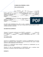 Contrato Compra e Venda de Automovel A Vista