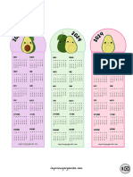 Calendarios Marcapaginas Aguacates Kawaii