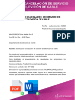 Carta de Cancelacion de Servicio de Television de Cable