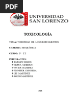 Toxicidad de Los Medicamentos Toxicologia - Grupo 5