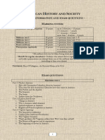 American History and Society - Marking System and Exam Questions