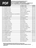 1st Merit List Bachelors 2023-2027 Bba