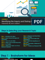 Lesson 2 - Identifying The Inquiry and Stating The Problem