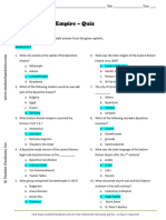 Byzantine Empire Quiz Answer Key