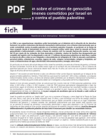 Resolución FIDH Sobre El Crimen de Genocidio y Otros Crímenes Cometidos Por Israel en Gaza y Contra El Pueblo Palestino