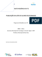 Publicação Da Lista de Alunos Selecionados: Projeto Residência em Tic