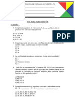 Avaliação de Matematica 3 Ano.