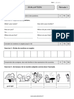 Evaluation Anglais Période 1 cm1