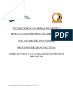 Teoria de Corte y Sus Aplicaciones en Procesos Mecanicos