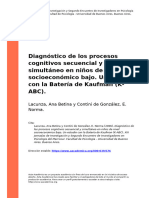 Diagnostico de Los Procesos Cognitivos Secuencial y Simultaneo. Lacunza