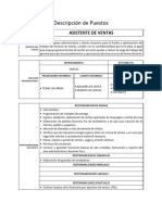 Descripcion de Puestos de Asistente de Ventas