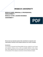 Birkbeck University: Module Name Personal & Professional Development 1 Module Tutor Joanne Woodman Assignment 1