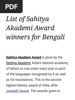 List of Sahitya Akademi Award Winners For Bengali - Wikipedia