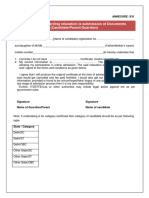 Undertaking Regarding Relaxation Is Submission of Documents (Candidate/Parent/Guardian)