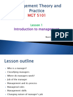 Lesson 1 - Introduction To Management