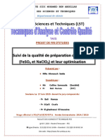 Suivi de La Qualité de Préparation Des Réactifs (FeSO4 Et NaClO3) Et Leur Optimisation - Ahmouch Saida