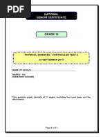 2015 Grade 10 Phy Sciences September Test2