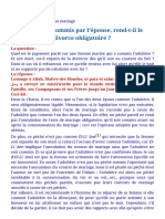 L'adultère Commis Par L'épouse, Rend-T-Il Le Divorce Obligatoire