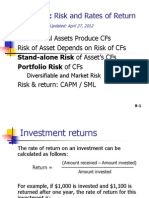 Chapter 8: Risk and Rates of Return: All Financial Assets Produce Cfs Risk of Asset Depends On Risk of Cfs