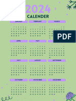 Purple and Green Modern 2024 Calender Document